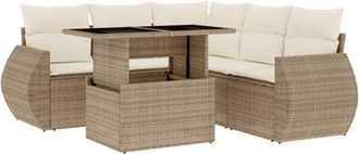 vidaXL Juego De Sof&aacute;s Jard&iacute;n Con Cojines 6 Pzas Rat&aacute;n Sint&eacute;tico Beige Vidaxl