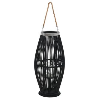 vidaXL Portavelas Colgante Bamb&uacute; Negro 60 Cm Vidaxl