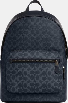 Coach Mens West Backpack in Blocked Signature Canvas Blocking - Dark Blue - One Size