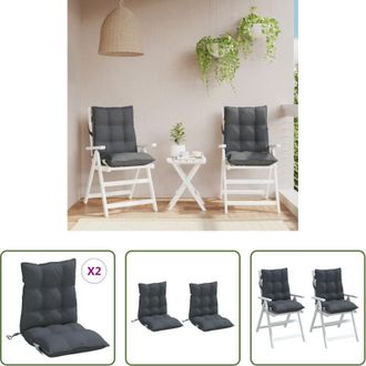 vidaXL Cuscino da giardino - Cuscini per Sedie Schienali Bassi 2 pz Antracite Tessuto Oxford