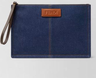 Fendi denim flat pouch