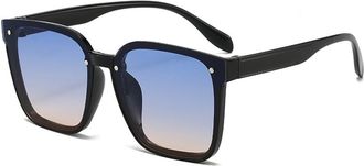 Generic Large Frame Mens Sunglasses Outdoor Womens Vacation Driving Sun Glasses(Blue)