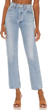 A Gold E Womens 90s Pinch Waist High Rise Straight Jeans In Soundwave