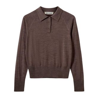 Sofie Schnoor Tops, Dames, Bruin, L, Wol, Gestreepte Gebreide Polo