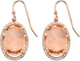 Palm Beach Jewelry 18.42 TCW Simulated Morganite Rose Gold-Plated Sterling Silver Halo Earrings