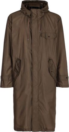 Herno Verstelbare Regenjas met Capuchon en Zakken - Heren - Parka Jassen - Groen - M - Polyester - Jassen
