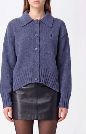 The Attico Cardigan polo in lana e cashmere con logo ricamato e spalle cadute
