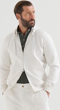 Brunello Cucinelli Techno cotton French terry double cloth hooded sweatshirt with zipper in White at Nordstrom, Size Xx-Large
