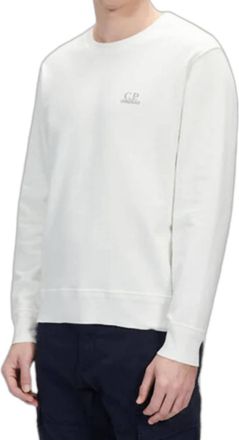 C.P. Company Logo Crew Neck Sweatshirt In Gauze White