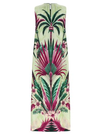 F.R.S. For Restless Sleepers Palm Bouquet Print Silk Dress - Green
