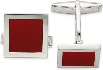 Diamond2Deal Sterling Silver Red Agate Cuff Links