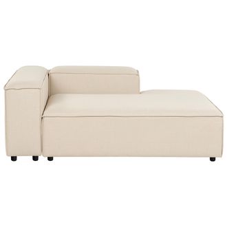 Beliani Chaise Longue Moderna Patas Negras Tapizado Tela Poli&eacute;ster Beige Izquierdo Ardal