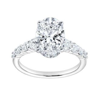 LuvMyJewelry Julia 14K White Gold Oval Lab Grown Diamond Engagement Ring - 3.7 Ct at Nordstrom, Size 6.5