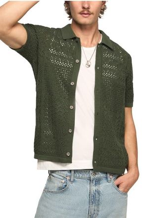 Lucky Brand Granny Open Stitch Button-Up Shirt in Cilantro at Nordstrom, Size Xx-Large