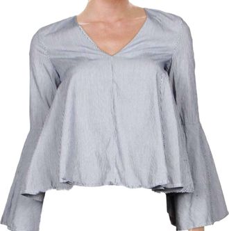 Aqua Womens Striped V-Neck Top In Blue/white