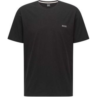 HUGO BOSS Heren T-shirt met ronde hals en korte mouwen in mix-and-match-stijl (Zwart)
