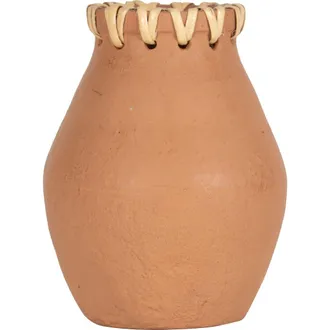 Foreside Home And Garden Terracotta & Cane Weave Vase in Orange at Nordstrom