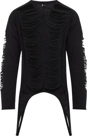 Rick Owens Black Virgin Wool Long Sleeves Top-Uomo