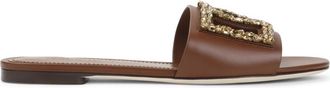 Dolce & Gabbana Brown Embellished Flats