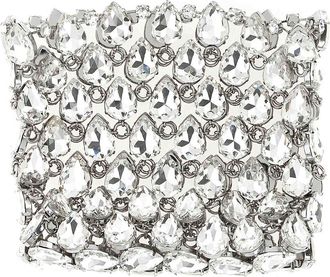 Self Portrait Silver Crystal Chainmail Mini Clutch
