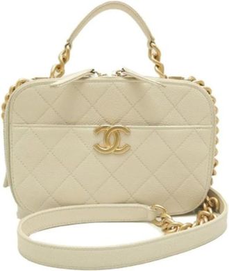 Chanel Pre-owned Vintage Schoudertas Vanity Bag - unisex - Vintage Handtas - Wit - ONE Size - Leer - Vintage