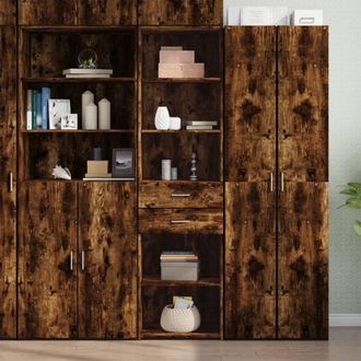 Berkfield Home Highboard Smoked Oak 50x42.5x185 cm Engineered Wood in Brown