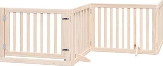 vidaXL Puerta Para Perros Con Puerta Plegable De 4 Paneles, 320 Cm, Madera De &Aacute;lamo Vidaxl