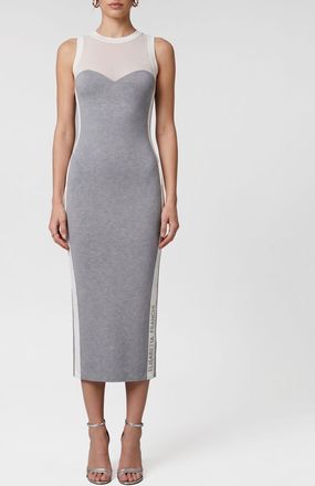 Elisabetta Franchi Bicolour Print Off-The-Shoulder Sheath Midi Dress
