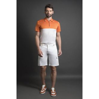 Moorer MenS Orange White Zip Knit Sweater, Size 48