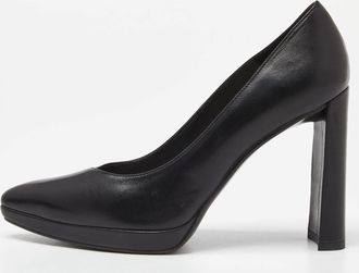 Stuart Weitzman Black Leather Platform Pumps