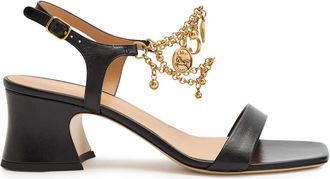 Chlo&eacute; Chlo&eacute; Charms 55 Chain-embellished Leather Sandals - Black - 39 (IT39 / UK6)