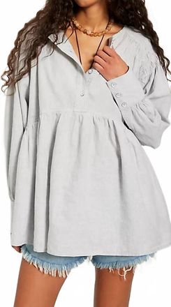 Free People Alana Linen Tunic Top In Grey