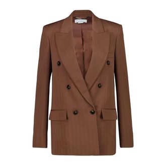Stella McCartney Stella McCartney, Blazers, female, Brown, Size: 2XS Oversized Pinstripe Double-Breasted Blazer