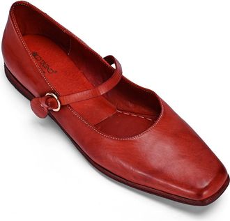 OLD TREND Classic Genuine Leather Polished Vintage Mary Jane Flat in Brick at Nordstrom, Size 7.5