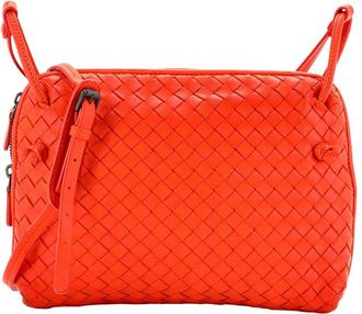 Bottega Veneta Orange Intrecciato Leather Nodini Crossbody Small (Authentic Pre-Loved)
