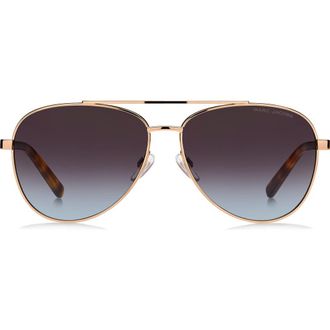 Marc Jacobs 60mm Gradient Aviator Sunglasses in Gold Havana/brown Blue at Nordstrom