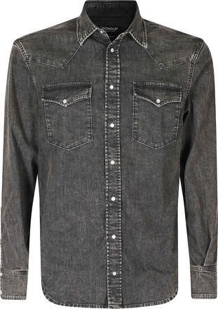 Dondup Black Distressed Denim Texan Shirt