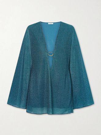 Os&eacute;ree Caftano In Maglia Stretch Metallizzata Con Decorazione Lumi&egrave;re - Blu