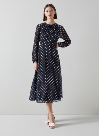 L.k. Bennett Womens Addison Dress,Navy/Cream - Size 6 UK