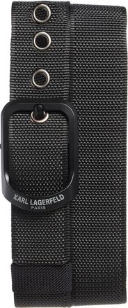 Karl Lagerfeld Webbed Buckle Belt in Black/Grey at Nordstrom Rack, Size 32