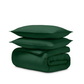 Bare Home Organic Cotton Jersey Duvet Cover & Pillowsham Set in Forest Green at Nordstrom, Size Full