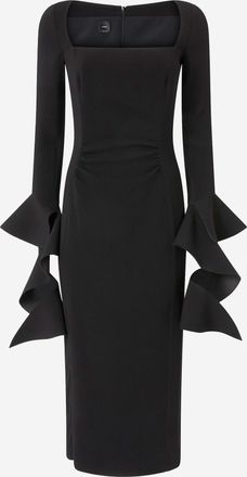 Pinko Stretch Viscose Dress With Ruffles