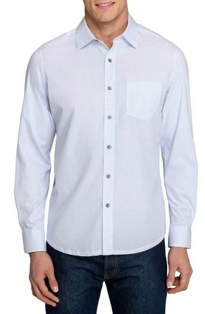 W.R.K Slim Fit Micro Dash Reworked Button-Up Shirt in White/Blue at Nordstrom, Size Xx-Large