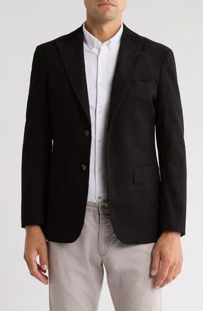 Lucky Brand Solid Peak Lapel Cotton Blend Sport Coat in Black at Nordstrom Rack, Size 40