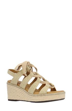 J. Rene&eacute; Garlynn Lace-Up Platform Wedge Sandal - Wide Width Available in Tan at Nordstrom, Size 10.5
