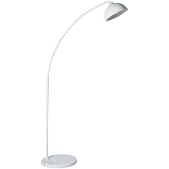 Beliani Floor Lamp White Marble Base Metal Frame Adjustable Shade Arc Modern Style Living Room Bedroom CAGAYAN