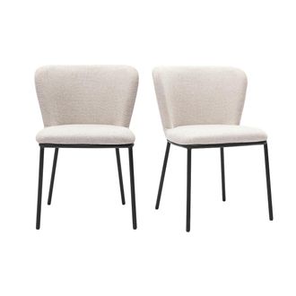 Miliboo Sillas De Tejido Efecto Terciopelo Texturizado Beige Y Metal Negro (lote De 2) Lisor