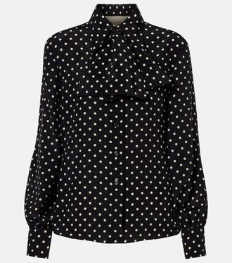 Valentino Bow-detail polka-dots silk shirt