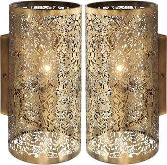 Loops 2 PACK Dimming LED Wall Light Pretty Brass Birds Steel Shade Modern Lamp Fitting