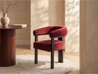 Pascal Morabito Sedia con braccioli in Tessuto testurizzato e Legno di hevea nero Bordeaux - Lotto di 2 - LIVELIA di Pascal Morabito